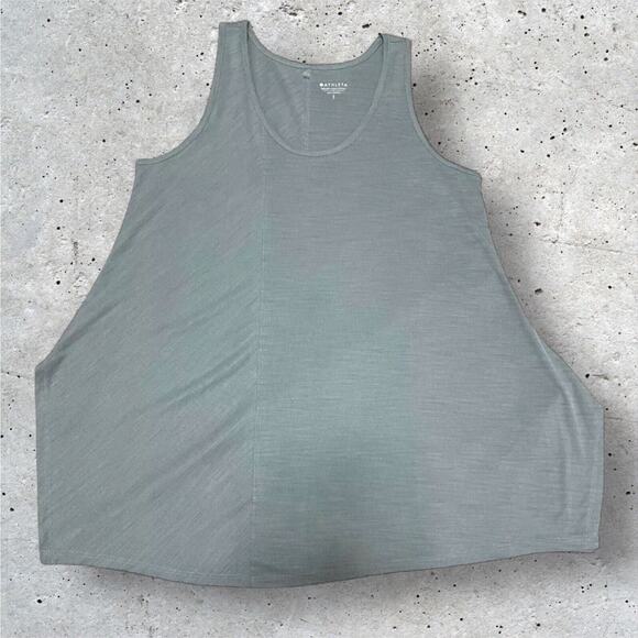 Athleta Women's Light Gray Stripes Sleeveless Breezy Tank Top Size Small - Picture 1 of 7